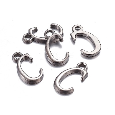 Gunmetal Plated Alloy Letter Pendants LS-PALLOY-J718-01B-C-1