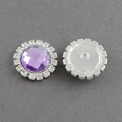 Faceted Dome/Half Round Brass Acrylic Rhinestone Shank Buttons RB-S020-02-M3-1