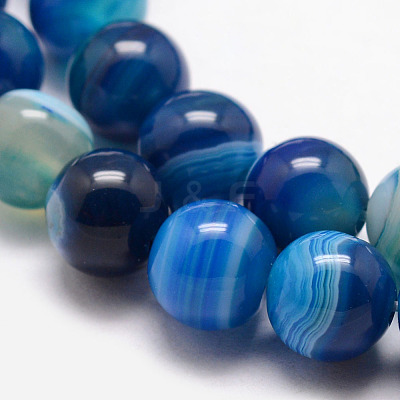 Natural Striped Agate/Banded Agate Bead Strands X-G-K166-13-8mm-06-1