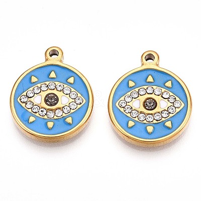 304 Stainless Steel Enamel Rhinestone Pendants STAS-T064-50A-1