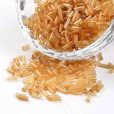 Transparent Colours Round Hole Glass Bugle Beads SEED-I001-2-1