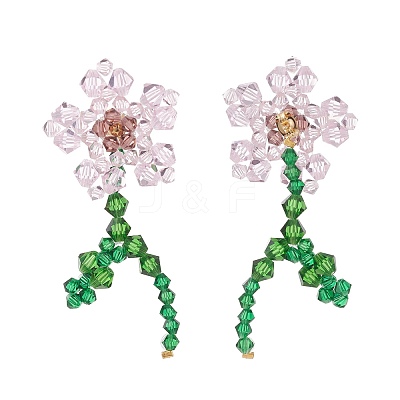 Imitation Austrian Crystal Flower of Life Dangle Stud Earrings X1-EJEW-TA00029-01-1