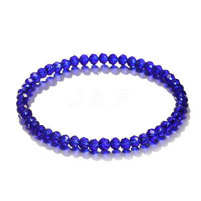4mm Prism Faceted Rondelle Glass Beaded Stretch Bracelets for Women EH2213-8-1