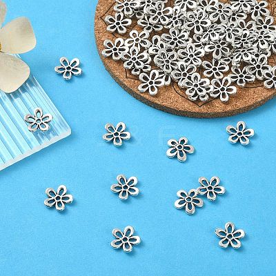 5-Petal Tibetan Style Alloy Flower Bead Caps TIBEB-YW0001-06-1