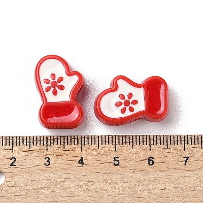 Christmas Decorations Theme Opaque Acrylic Bead with Enamel X-OACR-Z021-01E-1