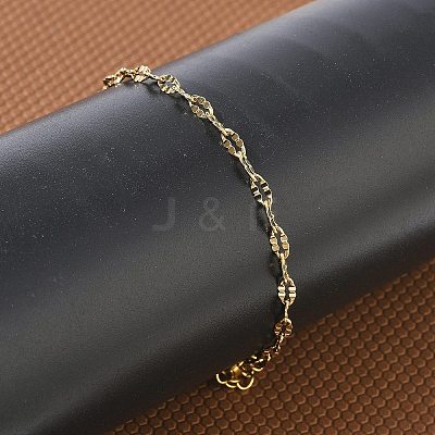 304 Stainless Steel Dapped Chains Bracelets for Women BJEW-D466-08A-G-1