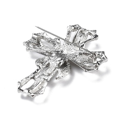 Cross Alloy Rhinestone Brooch Pins LS-JEWB-Z034-06P-02-1