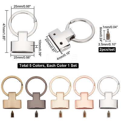 5 Sets 5 Colors Alloy Keychain Clasps DIY-WR0001-93-1