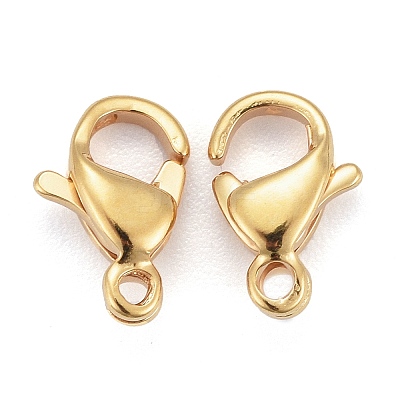 Ion Plating(IP) 304 Stainless Steel Lobster Claw Clasps X-STAS-H352-01B-G-01-1