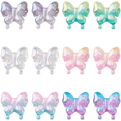 12Pcs 6 Colors UV Plating Transparent Acrylic Beads MACR-PA0001-54-1