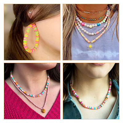 8 Strands 8 Colors Handmade Polymer Clay Beads Strands CLAY-TA0001-30-1