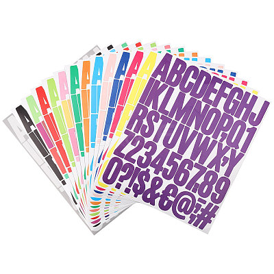 14 Sheets 14 Colors Vinyl Waterproof Cute Letter Decorative Sticker Labels DIY-GL0004-61-1