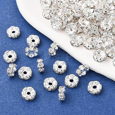 Brass Rhinestone Spacer Beads RB-A014-L7mm-01S-1