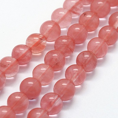 Cherry Quartz Glass Beads Strands G-I199-28-8mm-1