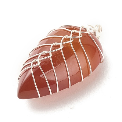 Natural Carnelian Pendants PALLOY-JF01384-03-1