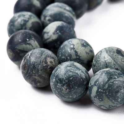 Frosted Natural Kambaba Jasper Beads Strands G-M272-14-8mm-1