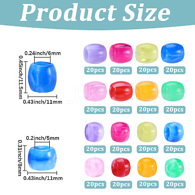 320Pcs 16 Colors  Acrylic European Beads MACR-PA0001-75-1