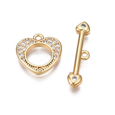 Brass Micro Pave Clear Cubic Zirconia Toggle Clasps KK-Q278-005-NF-1