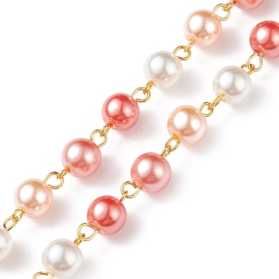 Handmade Glass Pearl Beaded Chain AJEW-JB01134-04-1
