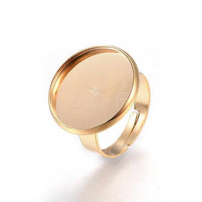 Ion Plating(IP) Adjustable 201 Stainless Steel Finger Rings Components STAS-G187-01G-18mm-1