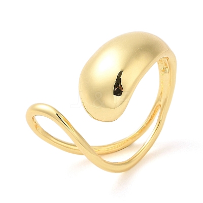 Rack Plating Brass Teardrop Open Cuff Ring for Women RJEW-A016-06G-1
