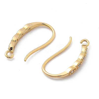 Brass Micro Pave Clear Cubic Zirconia Earring Hooks KK-G516-01G-1