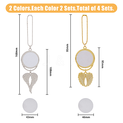 4 Sets 2 Colors Heat Transfer Printing Blank Round Car Hanging Pendant Decorations AJEW-FH0003-46-1