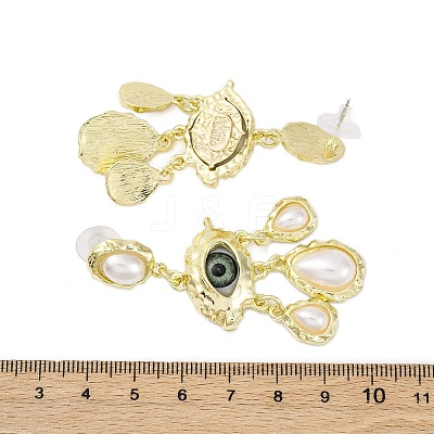 Alloy & Resin & Imitation Pearl Dangle Stud Earrings EJEW-M075-02G-1