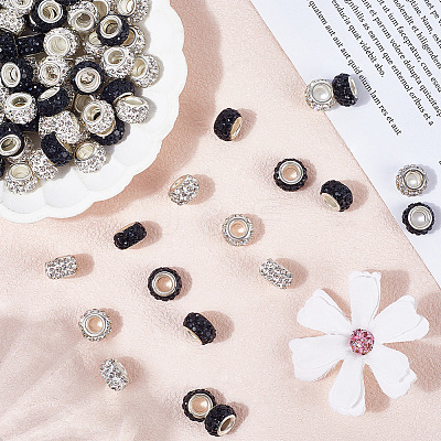 100Pcs 2 Colors Polymer Clay Rhinestone European Beads CPDL-SP0001-02-1