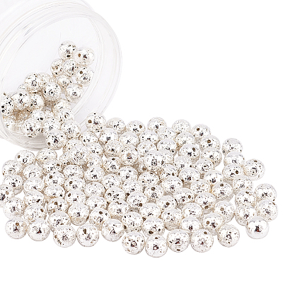 Electroplated Natural Lava Rock Beads Strands G-NB0001-94C-1