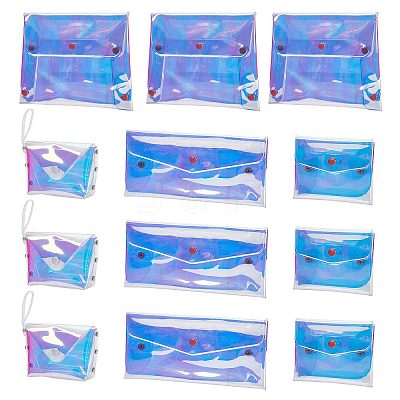 12Pcs 4 Style Laser Iridescent PVC Small Wallets AJEW-CP0005-51-1