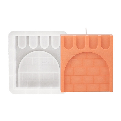 DIY Square with Rampart Pattern Candle Silicone Molds DIY-G113-09B-1