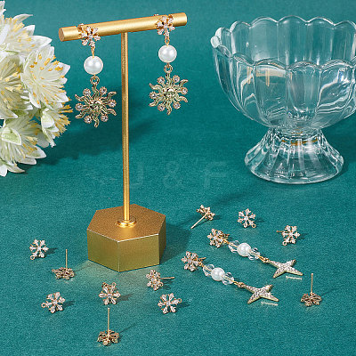 20Pcs Brass Cubic Zirconia Ear Stud Findings KK-BBC0004-97-1