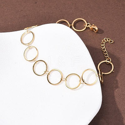 304 Stainless Steel Ring Link Chain Bracelets BJEW-P373-02D-G-1