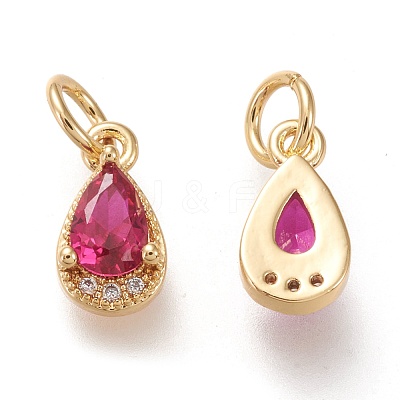 Brass Micro Pave Clear Cubic Zirconia Charms X-KK-F820-15A-G-1