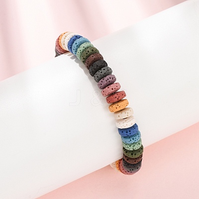 Chakra Dyed Natural Lava Rock Heishi Beaded Bracelets GG-CBA922D-04-1