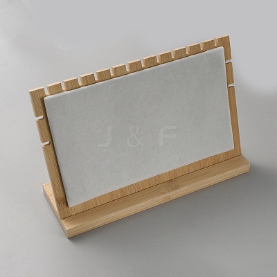 Rectangle Wood Necklace Organizer Display Stands with Velvet Mat AJEW-WH0166-37-1