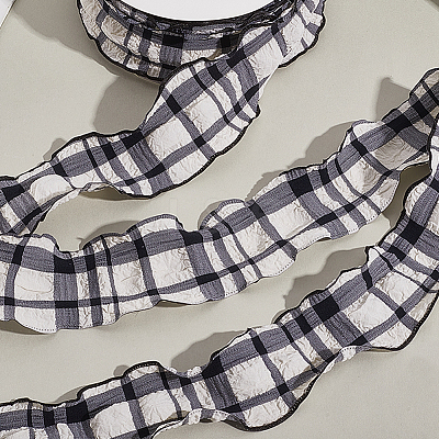 1 Roll Polyester Ruffled Ribbon SRIB-CY0001-14G-1