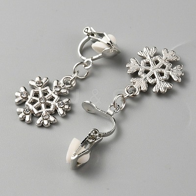 Christmas Theme Rhinestone Dangle Clip-on Earrings EJEW-WH0047-58S-1