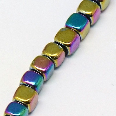 Electroplate Non-magnetic Synthetic Hematite Beads Strands G-J172-3x3mm-03-1