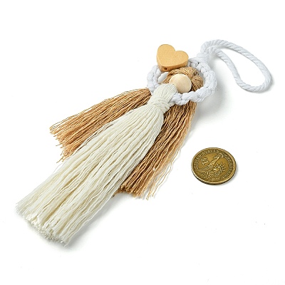 3Pcs 3 Colors Handmade Macrame Cotton Angel Hanging Ornaments HJEW-JM02711-1