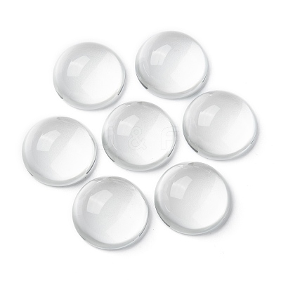 Transparent Half Round Glass Cabochons GGLA-R027-30mm-1