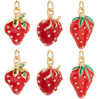 6Pcs 3 Style Brass Enamel Pendants KK-BBC0019-49-1
