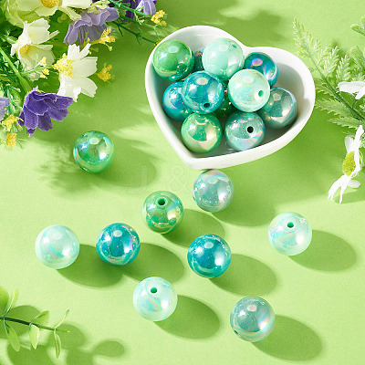 20Pcs 4 Colors UV Plating Opaque Acrylic Beads MACR-TADJ0001-03A-1