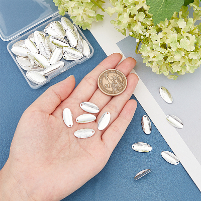 80Pcs Brass Blank Tag Flat Oval Slice Pendants KK-FH0002-56-1
