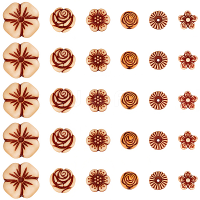 320Pcs 6 Styles Imitation Wood Acrylic Beads SACR-PA0001-25-1