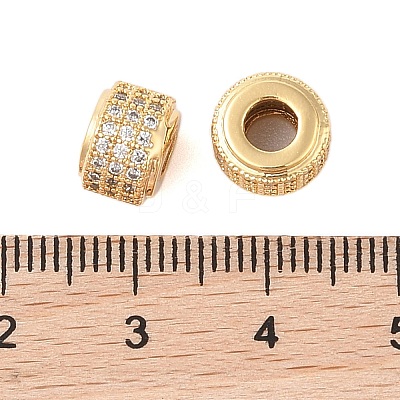 Brass Micro Pave Clear Cubic Zirconia Beads KK-B100-004G-1