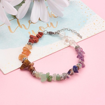 Chakra Chips Natural Gemstone Beaded Bracelets BJEW-JB05933-1