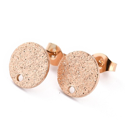 Ion Plating(IP) 304 Stainless Steel Stud Earring Findings STAS-O144-01B-RG-1