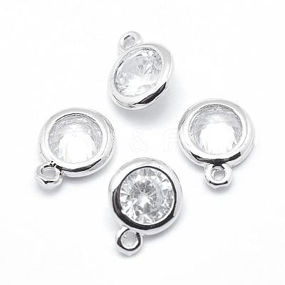 Brass Cubic Zirconia Pendants KK-P119-33-8x6mm-P-NR-1